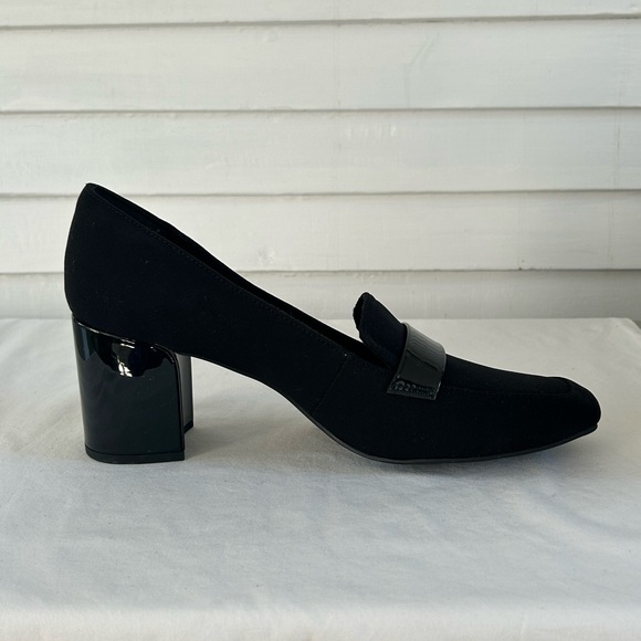 Anne Klein flex Elegant Black Block Heel Loafers Sz 10 - Picture 1 of 13